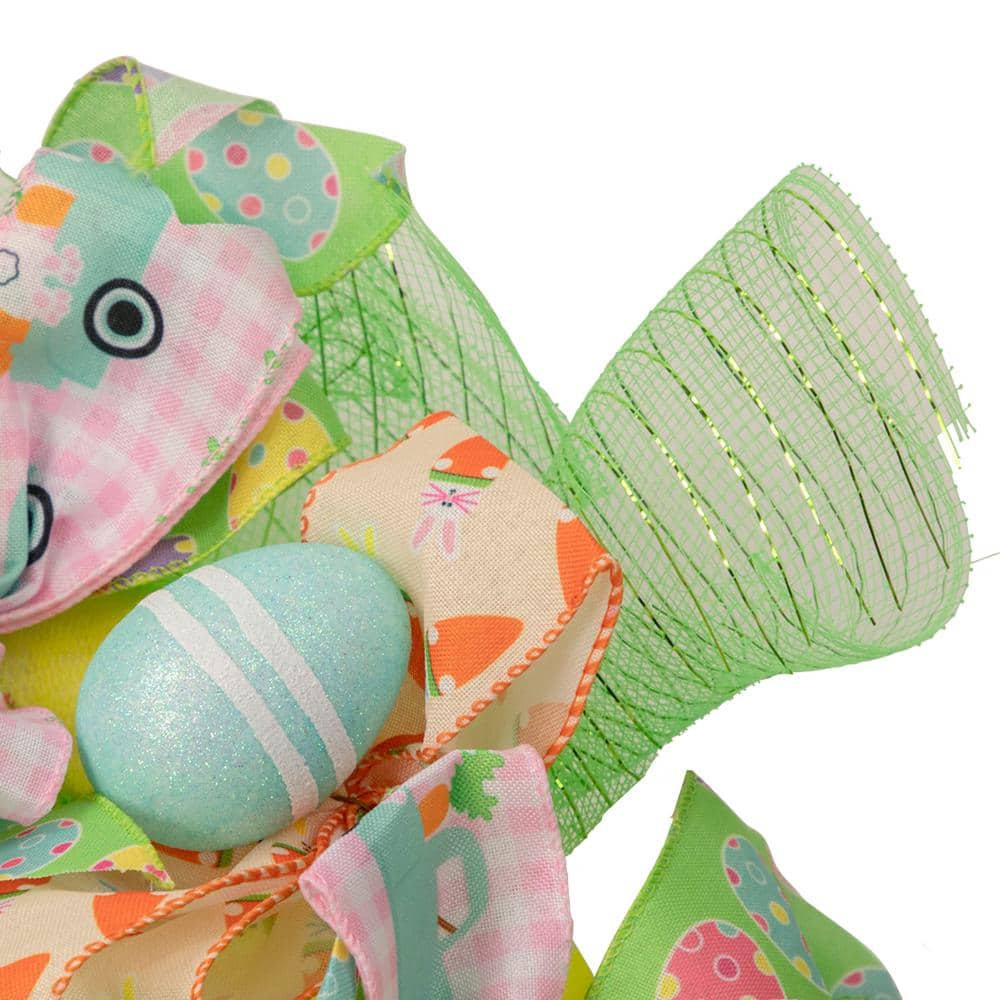 24 in. H Unlit Pastel Easter Egg and Ribbons Wreath - Hercitys