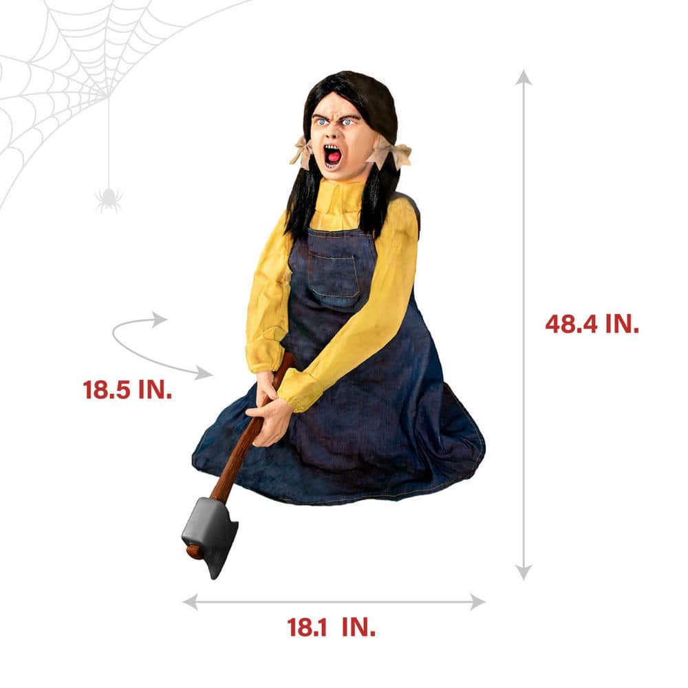 4 ft. Axe Me Something by Tekky, Premium Halloween Animatronic - Hercitys