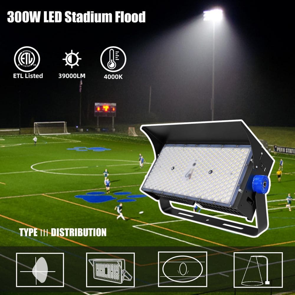 1500-Watt Equivalence Outdoor Stadium Light 39000 Lumens Bronze LED Integrated LED Floodlight IP65 for Playground - Hercitys