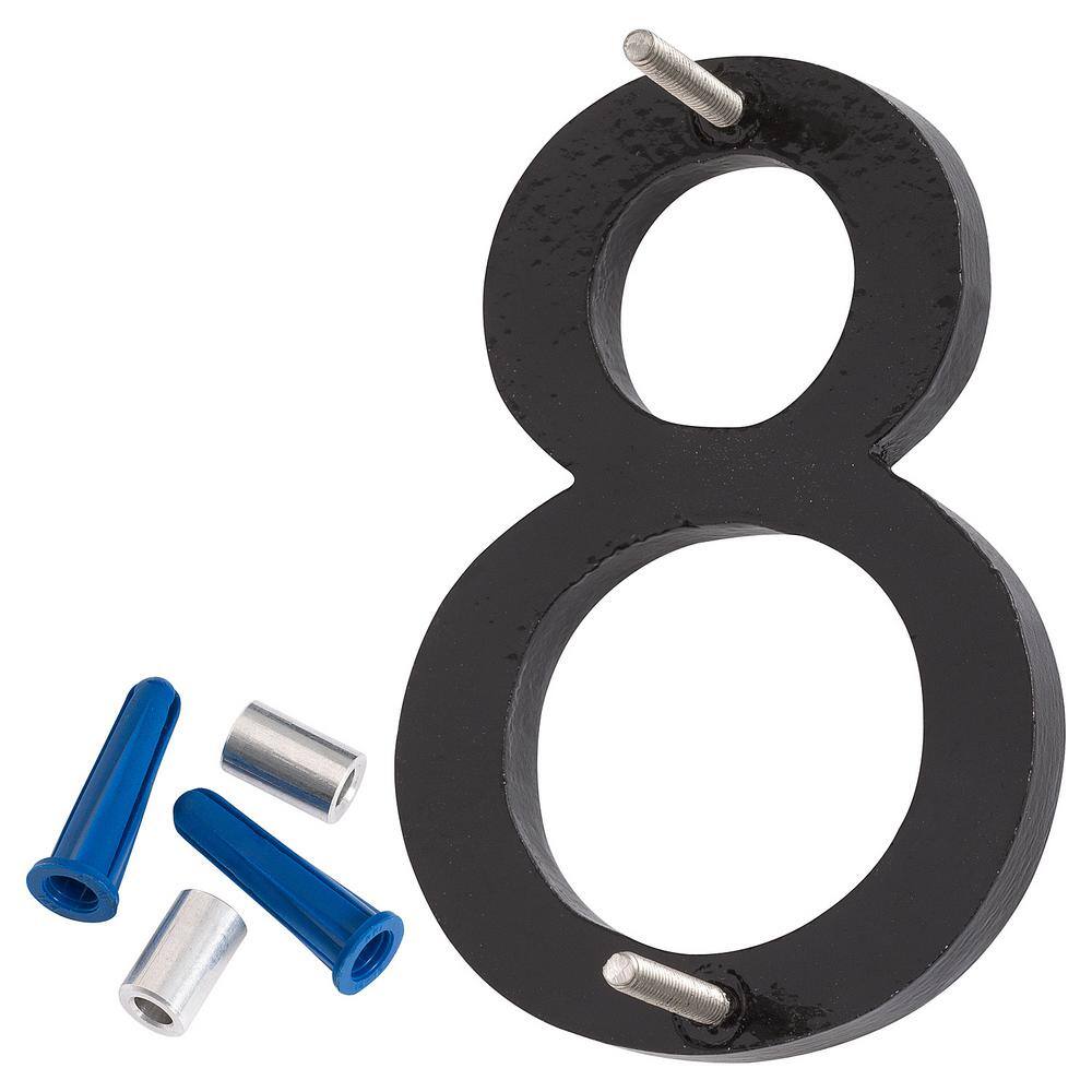 4 in. Satin Nickel/Black 2-Tone Aluminum Floating or Flat Modern House Number 8 - Hercitys