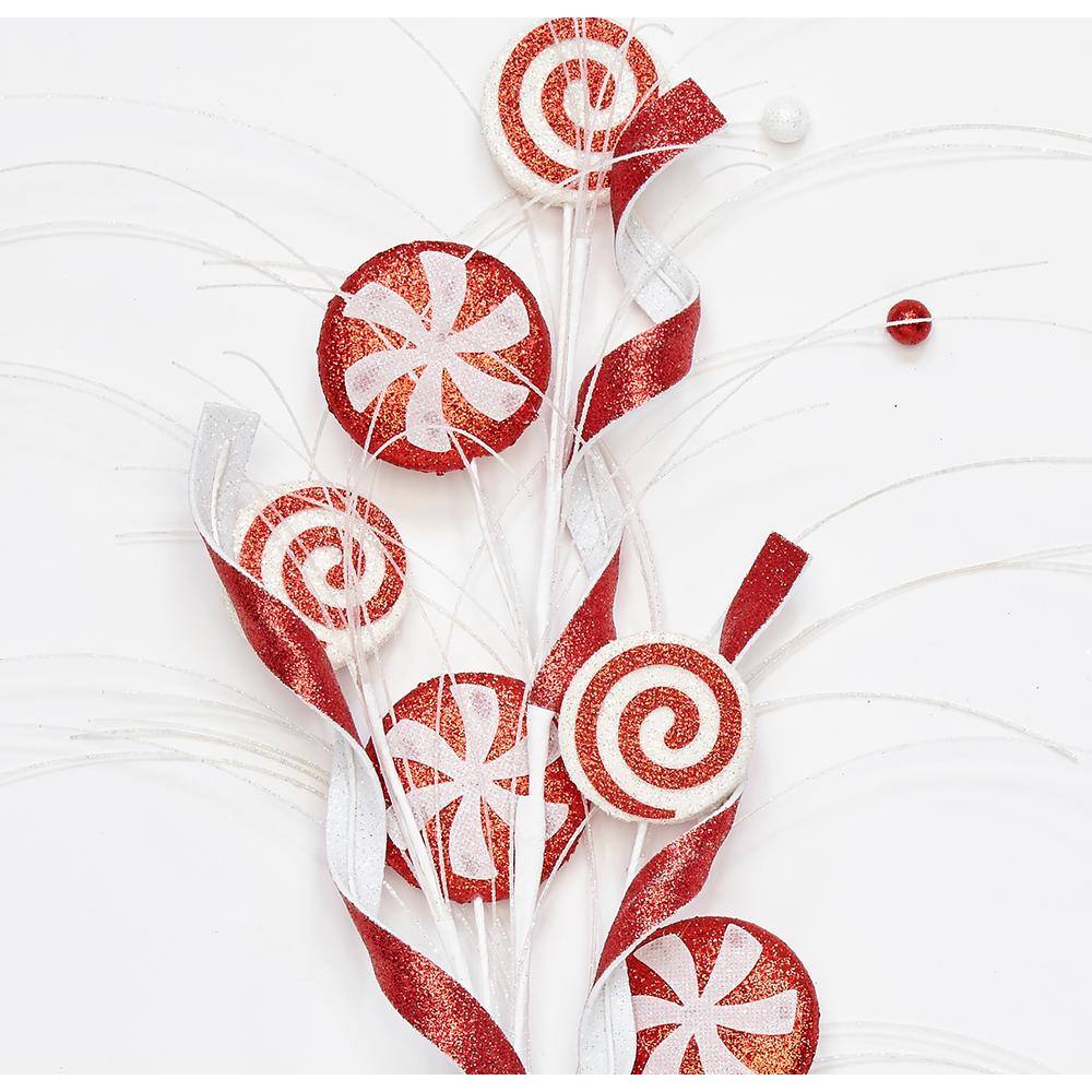 28 in. Christmas Peppermint C and y Arrangement Spray, Set of 3 - Hercitys