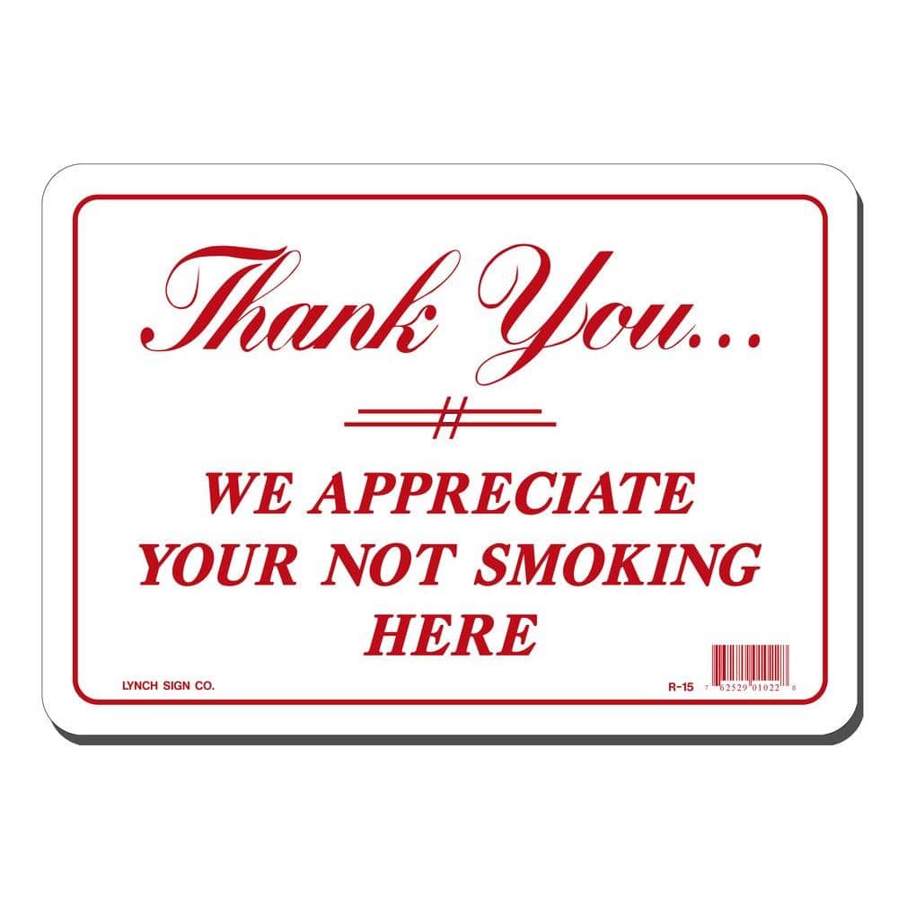 10 in. x 7 in. Thank You For Not Smoking Sign Printed on More Durable, Thicker, Longer Lasting Styrene Plastic - Hercitys