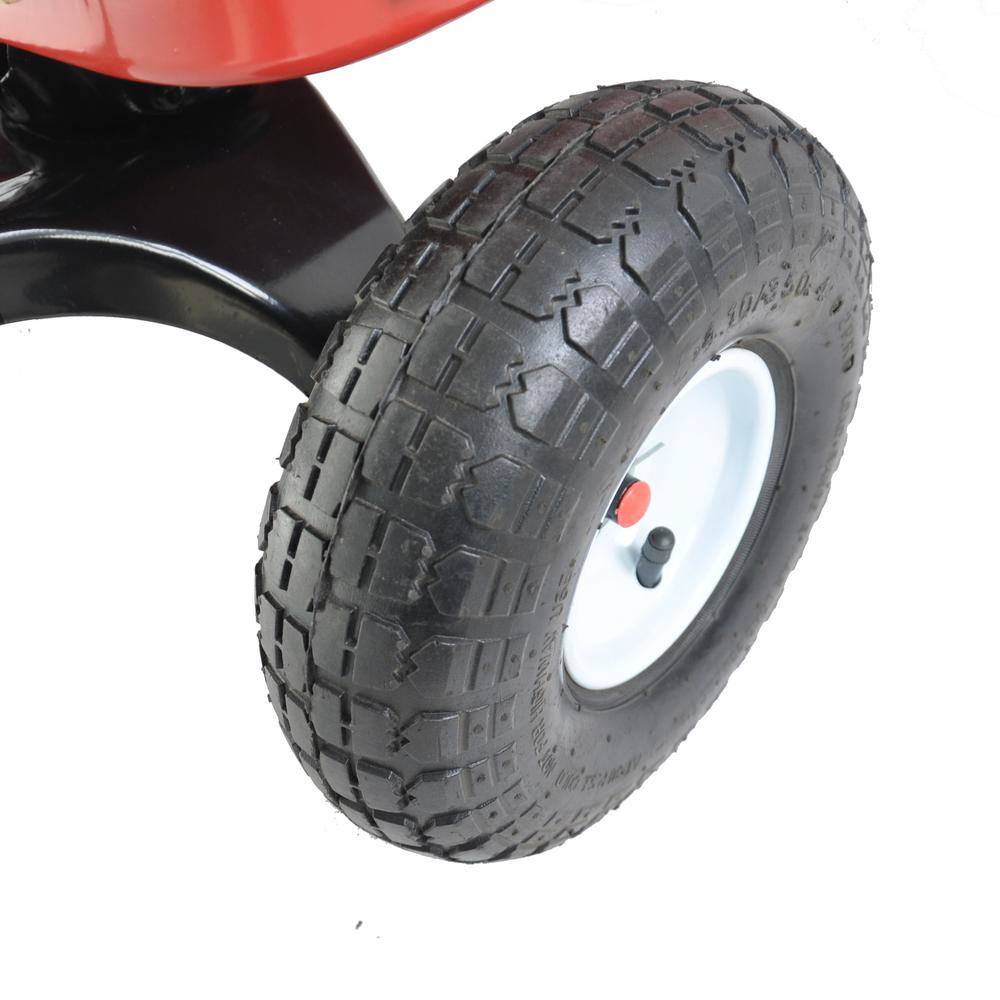 3 cu. ft. Metal Garden Cart with Drink Holder, Adjustable Handles, Red - Hercitys