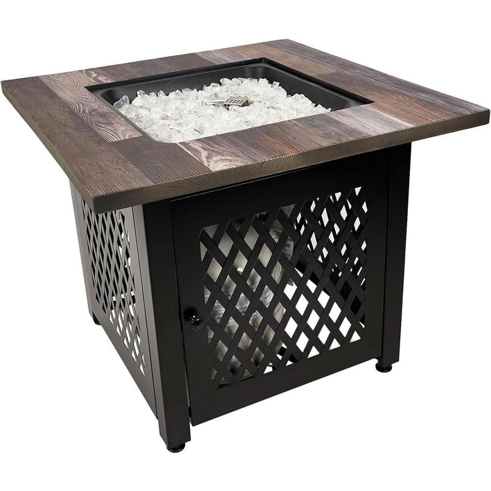 30 in. W x 24 in. H Square Metal Brown and Black Fire Pit Table - Hercitys