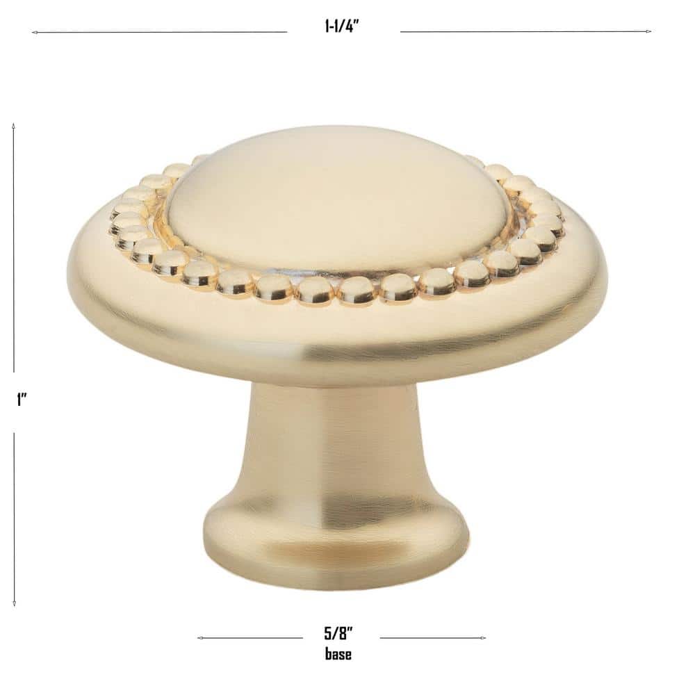 1-1/4 in. Champagne Gold Finish Round Beaded Cabinet Knob (10-Pack) - Hercitys