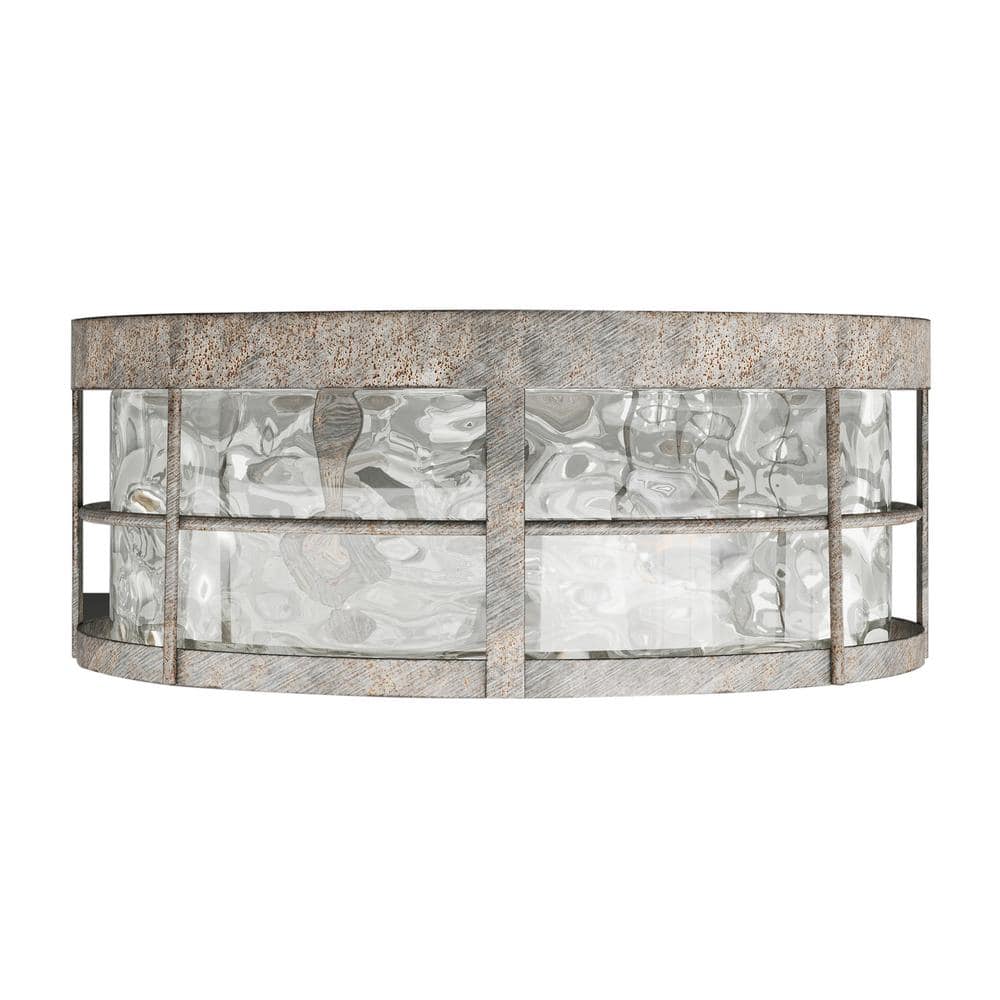 12.99 in. 2-Light Industrial Rustic Flush Mount Ceiling Light Fixture with Glass Shade - Hercitys
