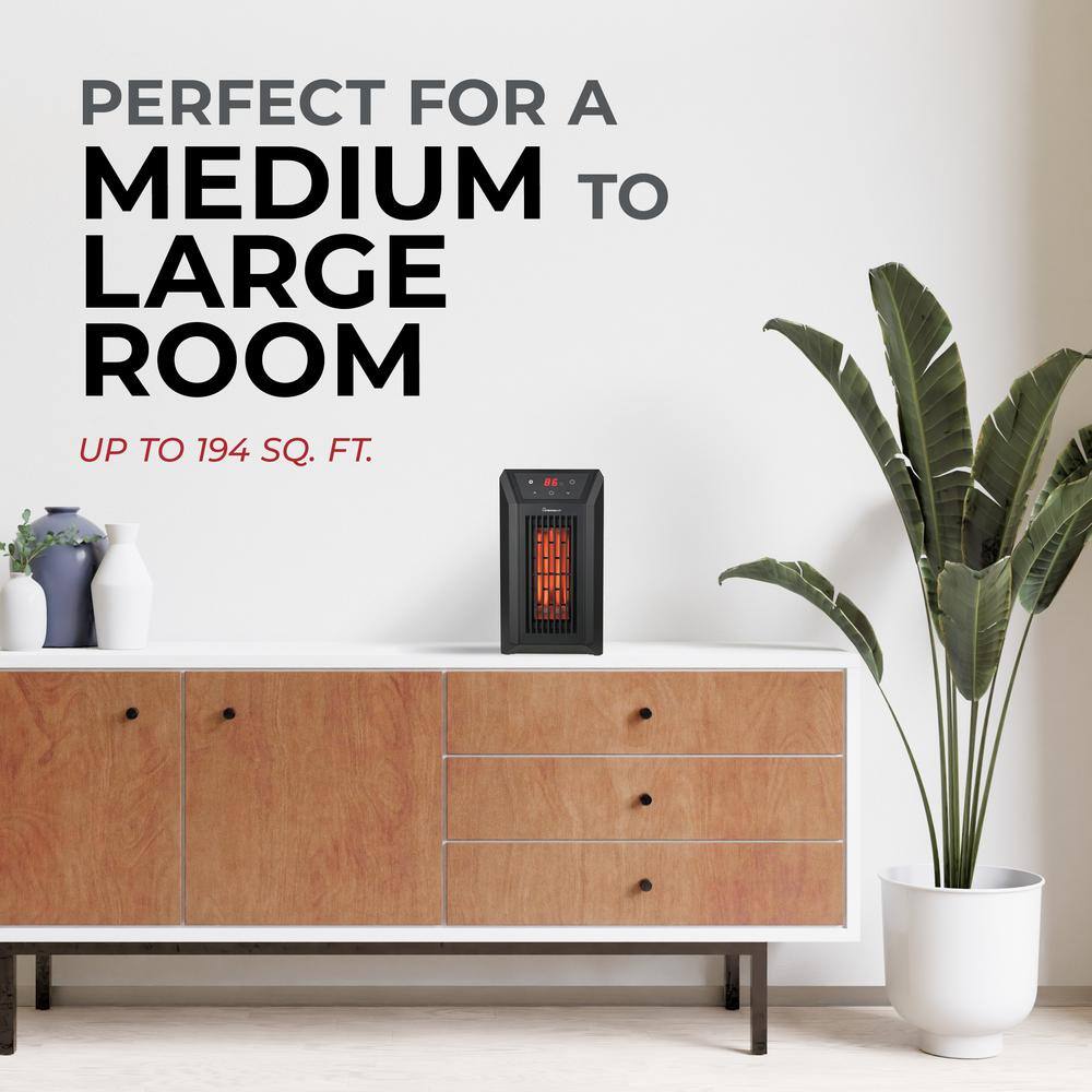 13 in. 1000-Watt/1500-Watt Digital 6 Tube Infrared Electric Heater with Remote – Quartz Tube Heating Element - Hercitys