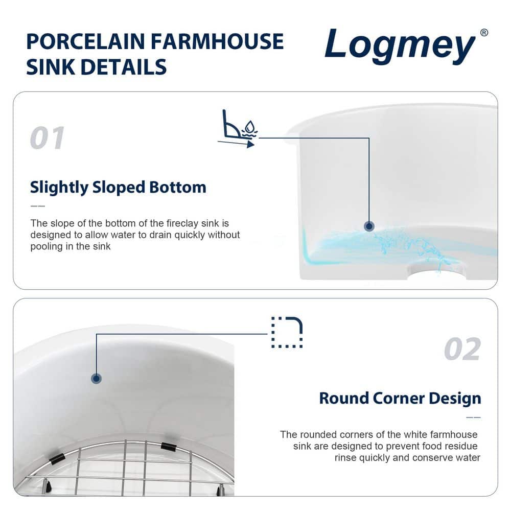 18 in. Fireclay Undermount Round Bar Sink with Bottom Grid and Drain Assembly - Hercitys