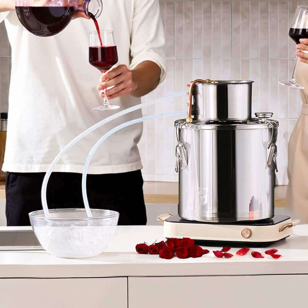 5 Gal./19 L Alcohol Still, Stainless Steel Water Alcohol Distiller with Copper Coil, Home Brewing Kit with Thermometer - Hercitys