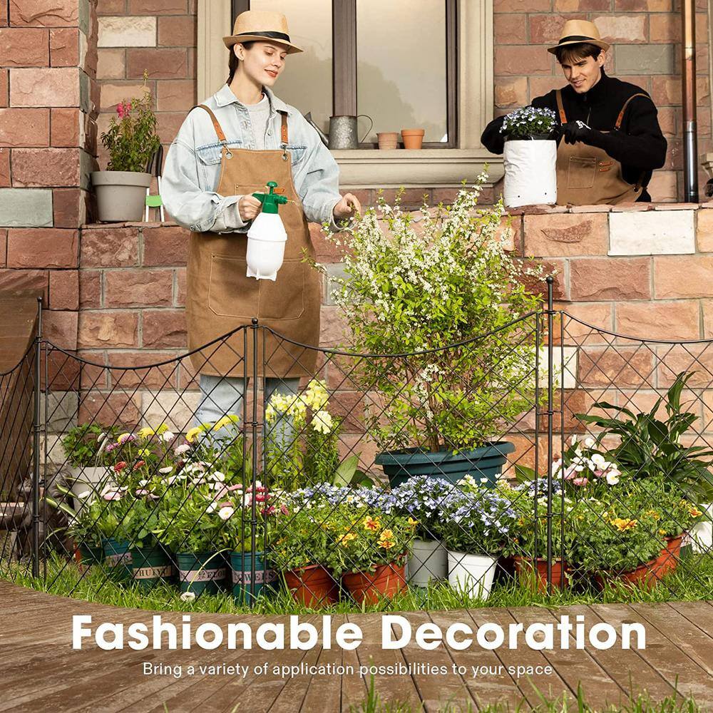 27.4 in. L x 32.9 in. H No-Dig Metal Garden Fence, 4 Panels plus 1 Gate - Hercitys