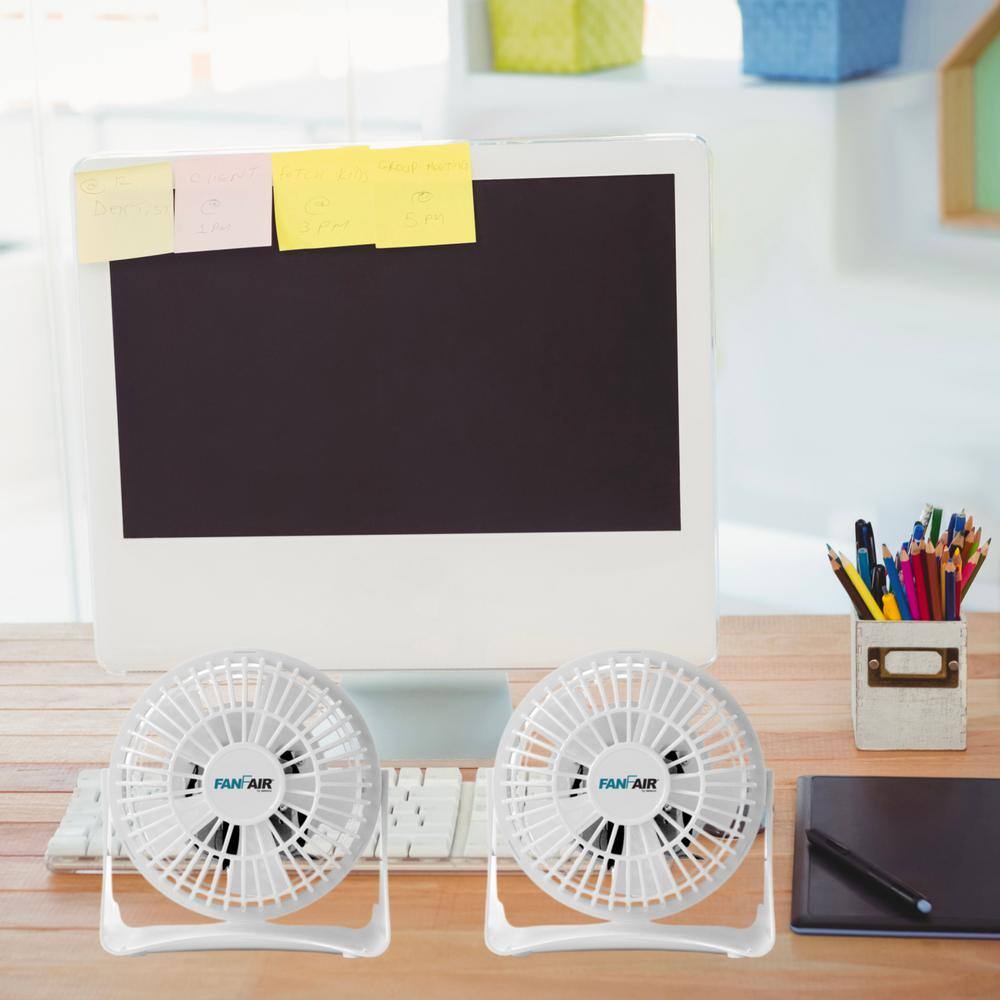 2 PACK 4 in. Desk Personal Fan in White - Hercitys