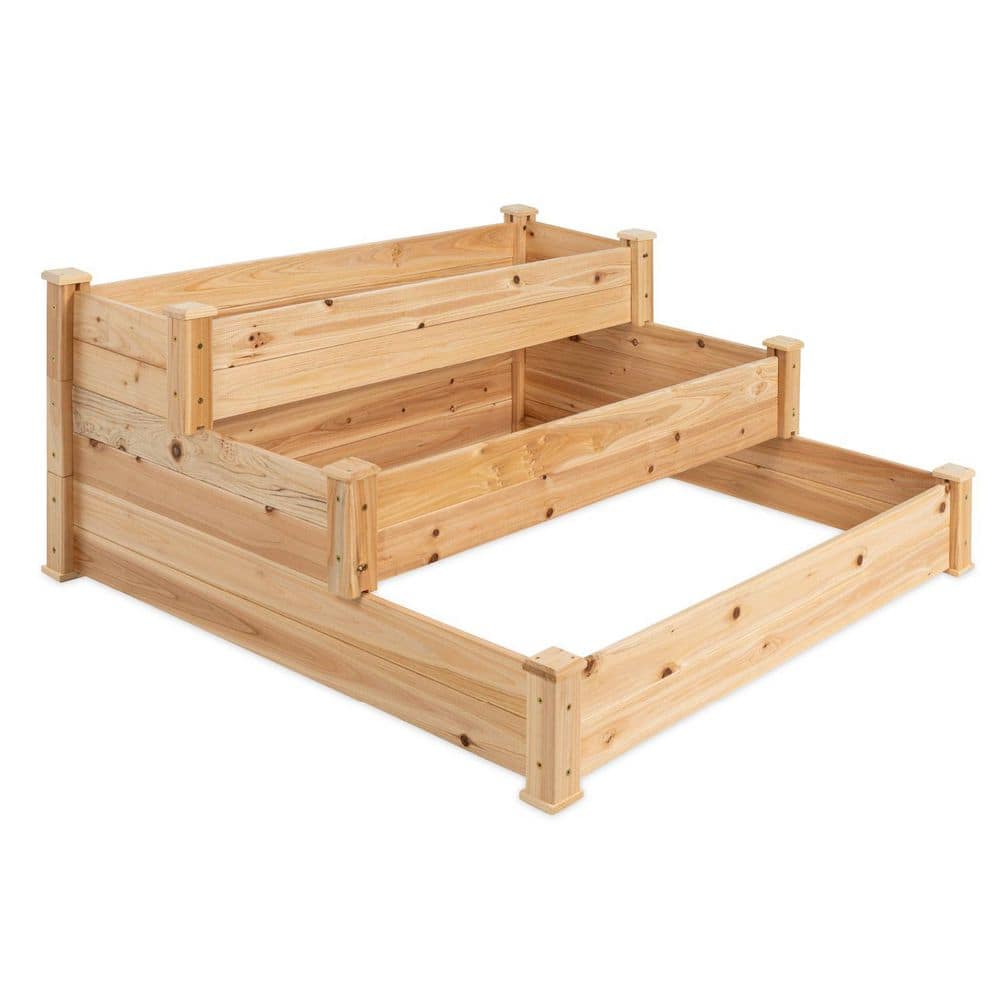 48 in. L x 48 in. W x 21 in. H Stackable Natural Wood Raised Garden Bed - Hercitys