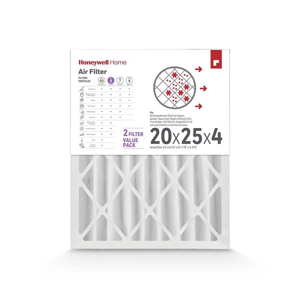 20 x 25 x 4 Pleated Furnace Air Filter FPR 8, MERV 8 (2-Pack) - Hercitys