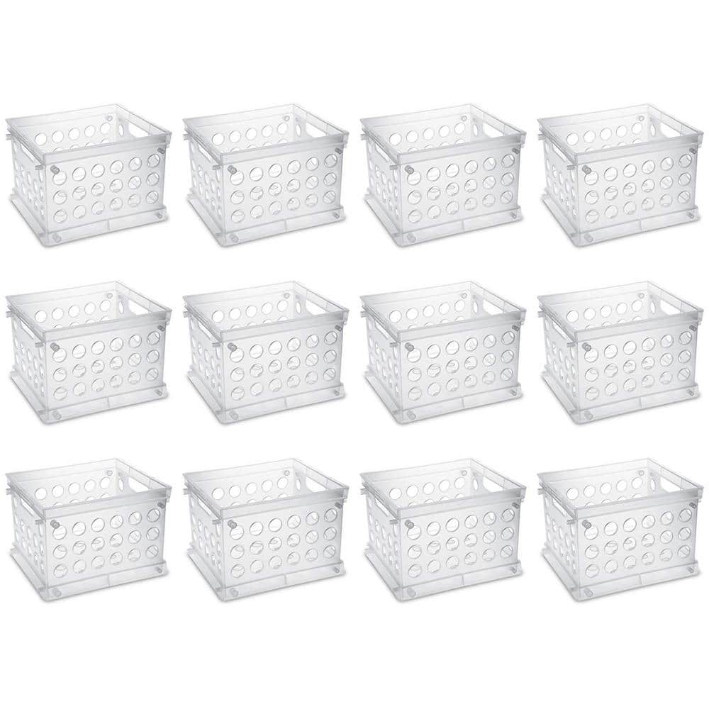 0.2 Gal. Convenient Mini Square Small Storage Organizing Crate in Clear (12-Pack) - Hercitys