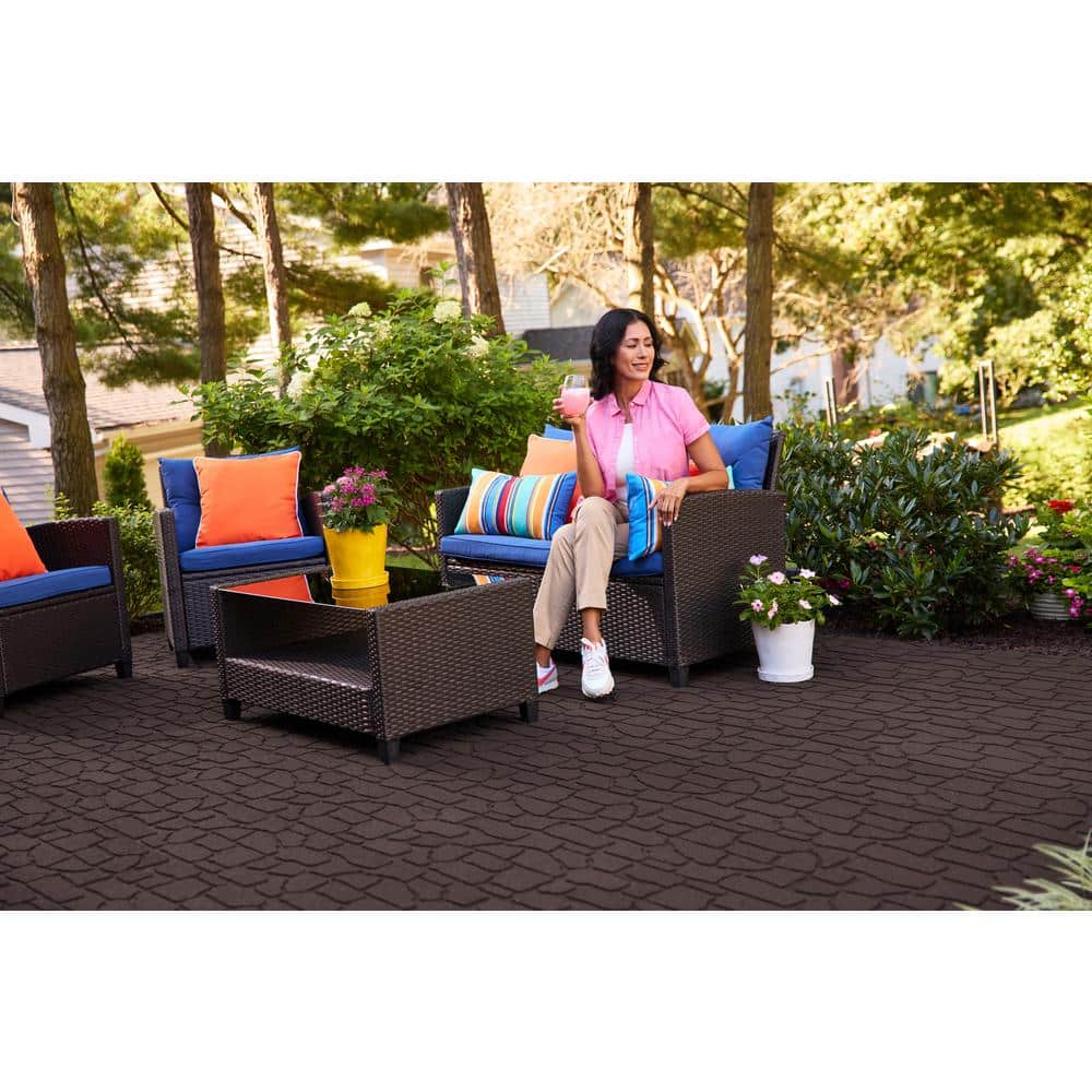 24 in. x 12 in. x 5/8 in. Brown Interlocking Dual-Sided Rubber Paver (9-Pack) - Hercitys