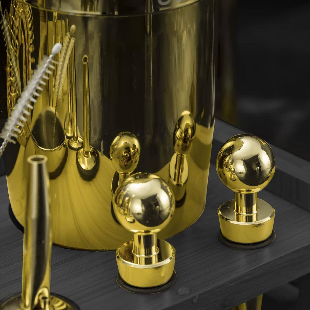 24-Piece Gold Stainless Steel Bartender Set, Cocktail Shaker Kit with Stand, Drink Mixing Tools, Recipes - Hercitys