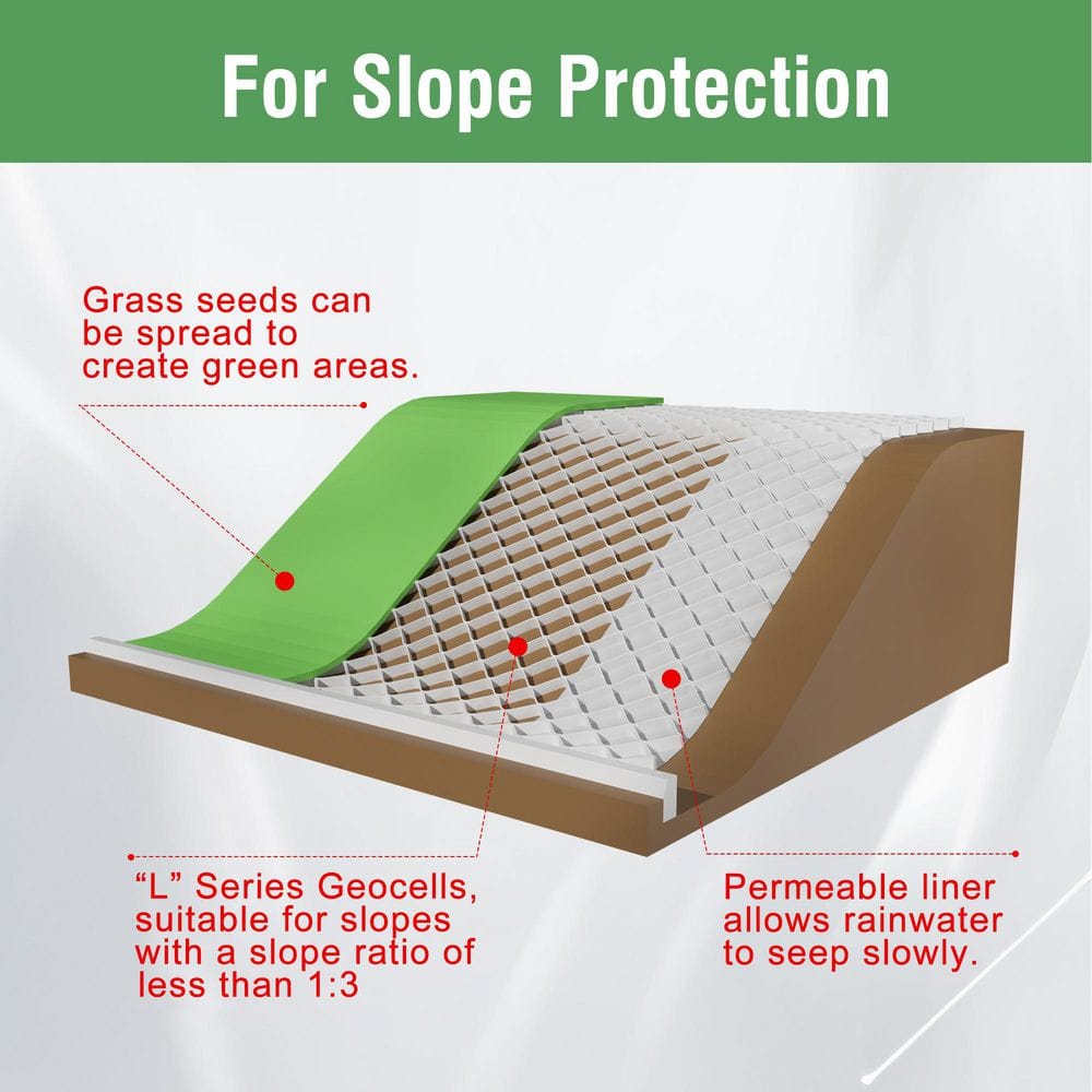 10 ft. x 16.5 ft. x 3 in. L Series Plastic Ground Geo Grid Driveway Ground Pavers Geocell - Hercitys