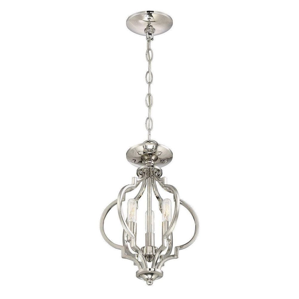 11 in. W x 16 in. H, 3-Light Ceiling Light in Polished Nickel Semi- Flush Mount - Hercitys