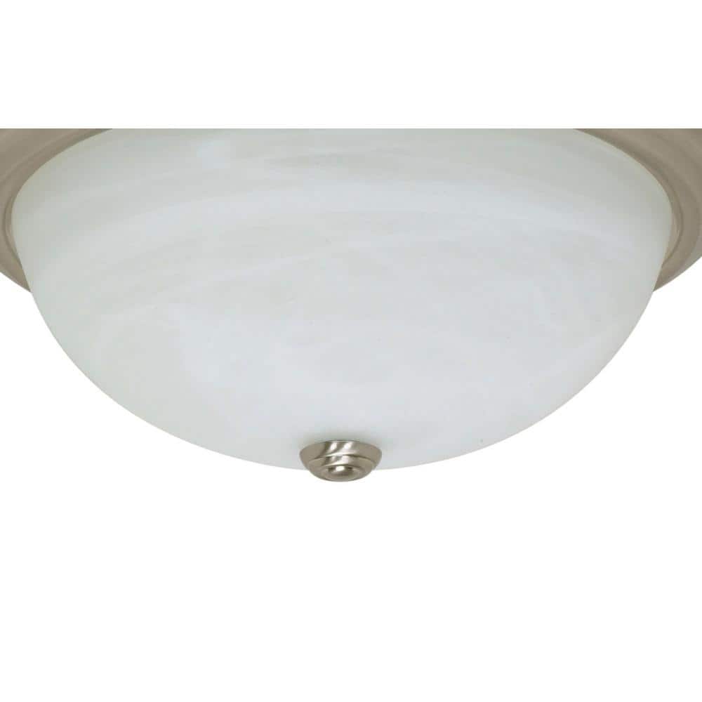 3-Light Brushed Nickel Flush Mount with Alabaster Glass - Hercitys