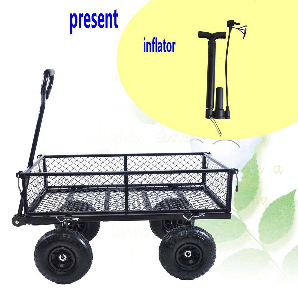 3.5 cu.ft. Black Metal Folding Garden Cart with Metal Net - Hercitys