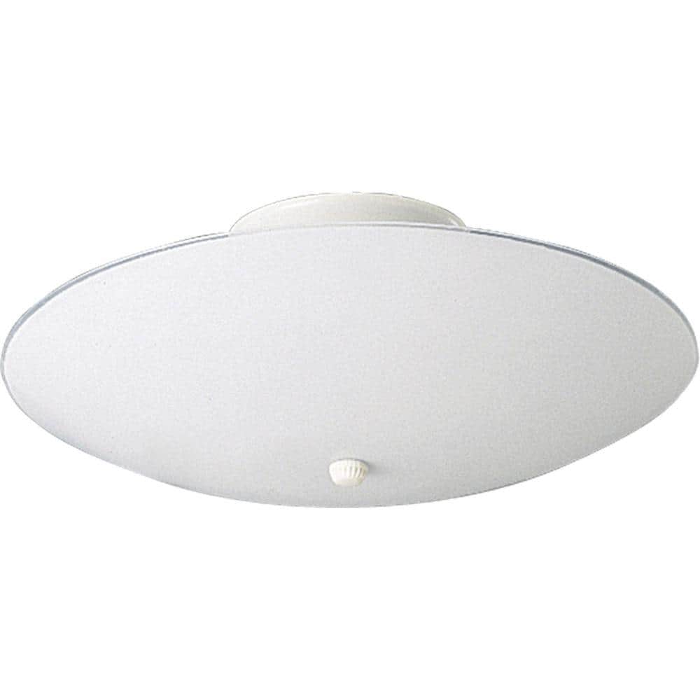 2-Light White Flush Mount with White Glass - Hercitys