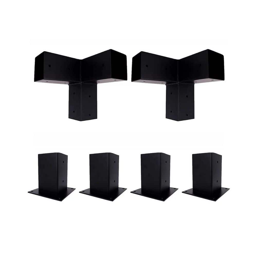 12 ft. x 12 ft. Black Steel Wall-Mounted Pergola Bracket Kit Flat Pergola - Hercitys