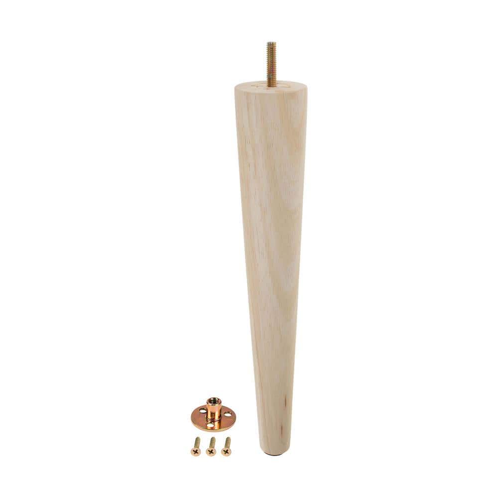 12 in. x 2-1/8 in. Mid-Century Unfinished Hardwood Round Taper Leg - Hercitys