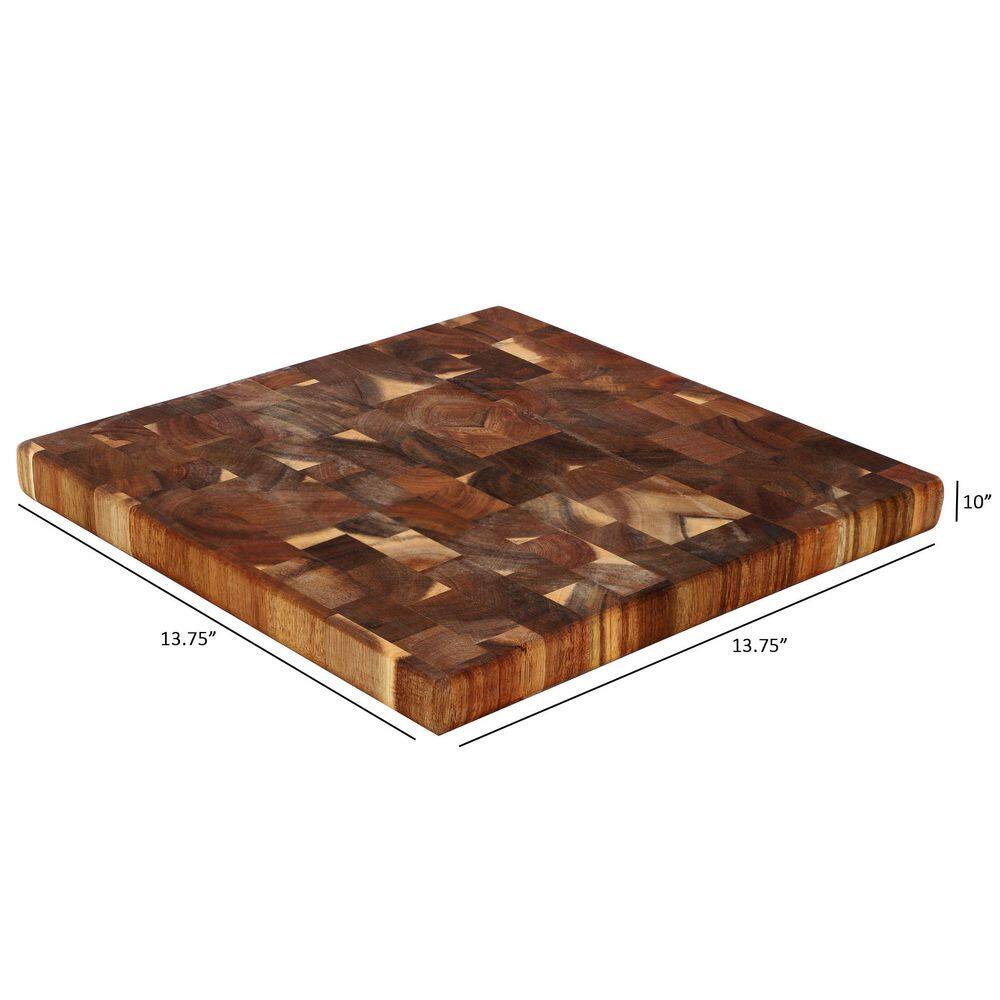 13.75 Inch Square Thick Acacia Wood Cutting Board - Hercitys