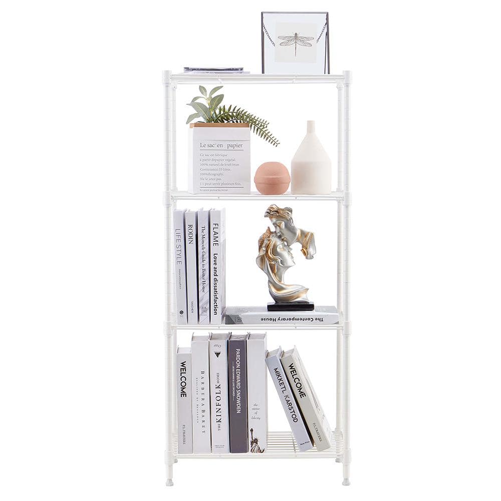 4 Tier White Powder Coating Wire Shelving Unit 12 in. x 18 in. x 39 in. - Hercitys