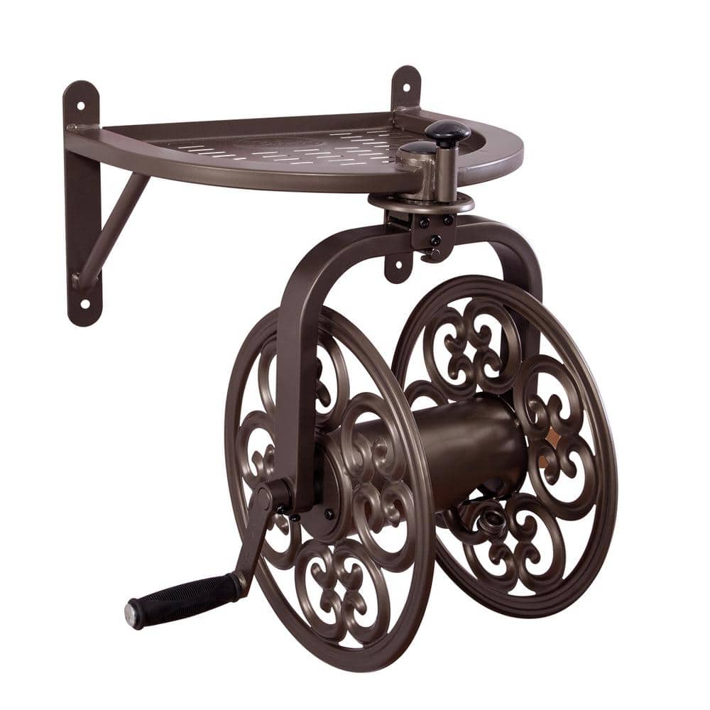 125 ft. Bronze Steel Rotating Wall Mounted Garden Hose Reel - Hercitys
