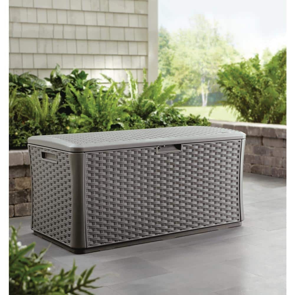 134 Gal. Plastic Wicker Deck Box – Stoney - Hercitys