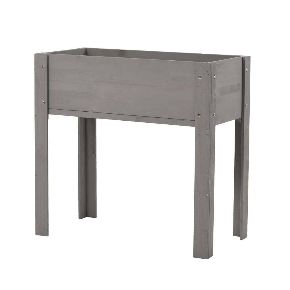 29 in. x 14 in. x 8.5 in. Wood Raised Garden Bed, Elevated Planter Box Standing Growing Bed, Gray - Hercitys
