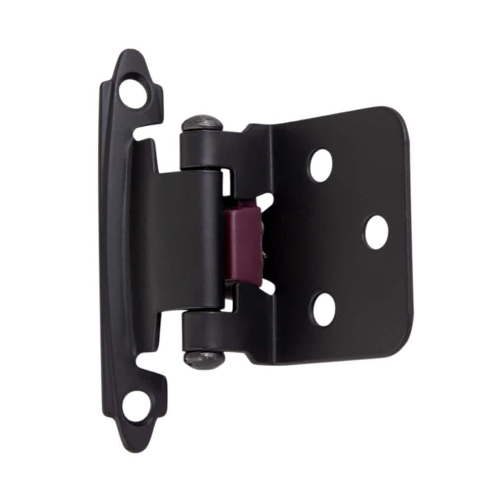 5-Pair Face Frame Full Overlay Self-Closing Matte Black Cabinet Hinge (10-Pieces) - Hercitys