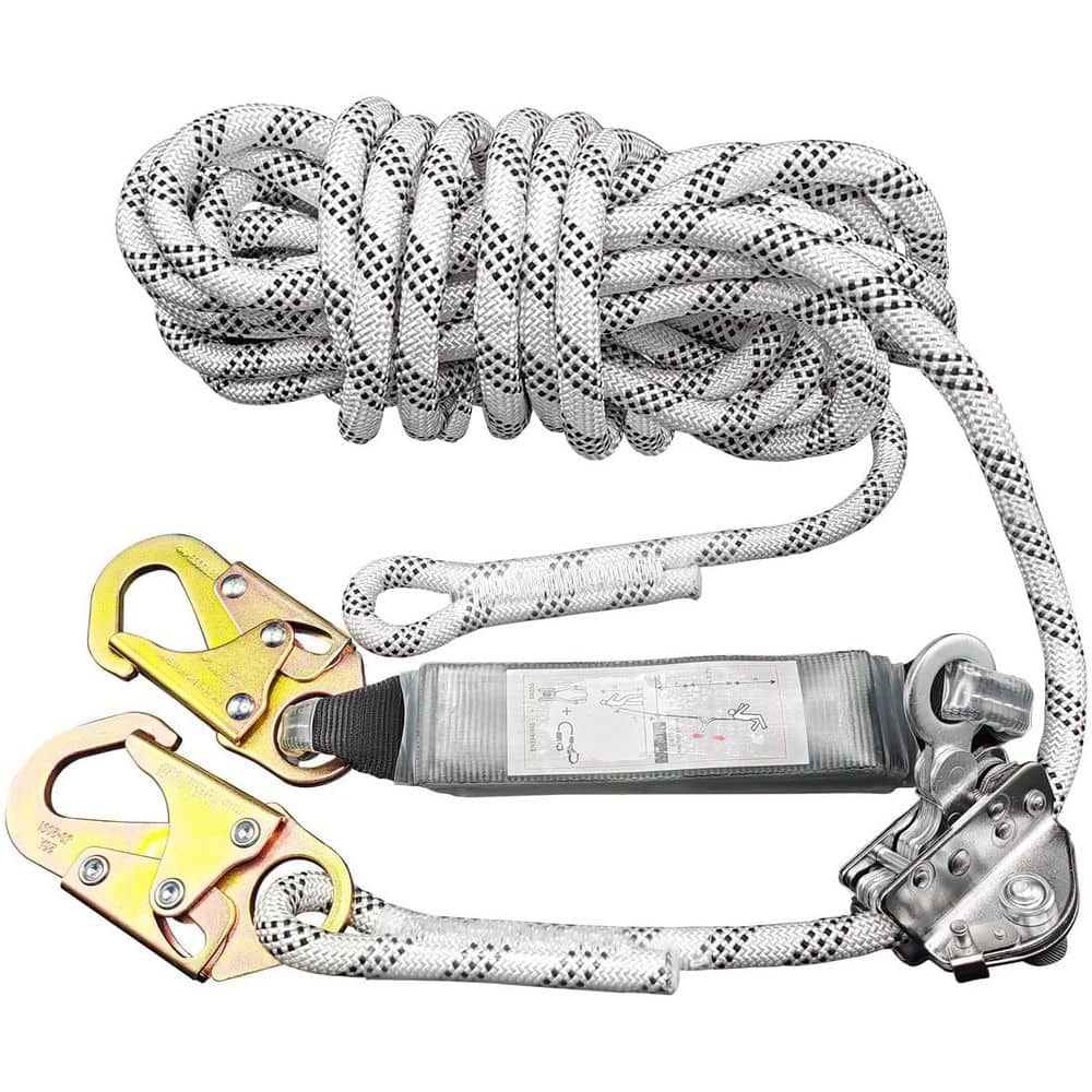 25 ft. Vertical Roofing Rope Harness Safety Lanyard Kit with Grab for Climbing and Fall Protection - Hercitys