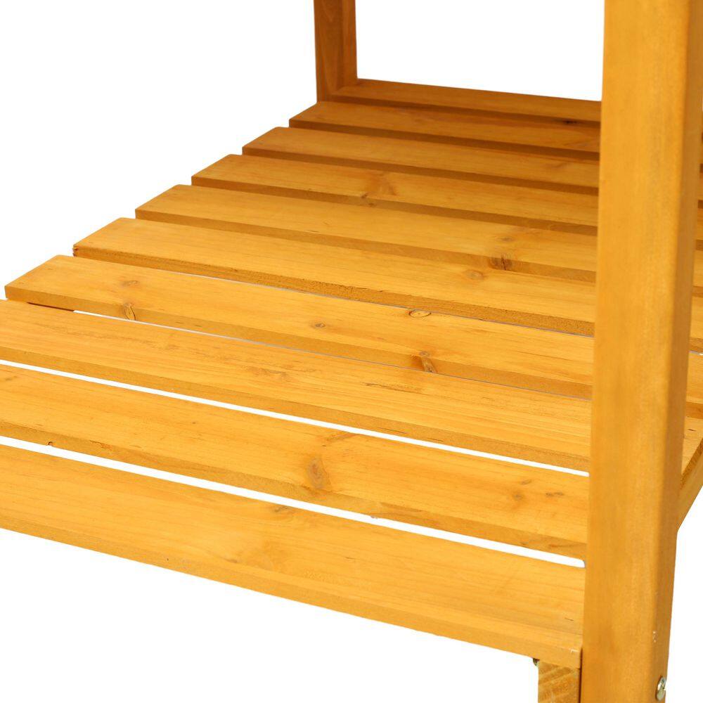 36 in. x 24.2 in. x 34.6 in. Elevated 8 Pocket Herb Wood Raised Garden Bed, Mobile Raised Wood Planter, Brown - Hercitys