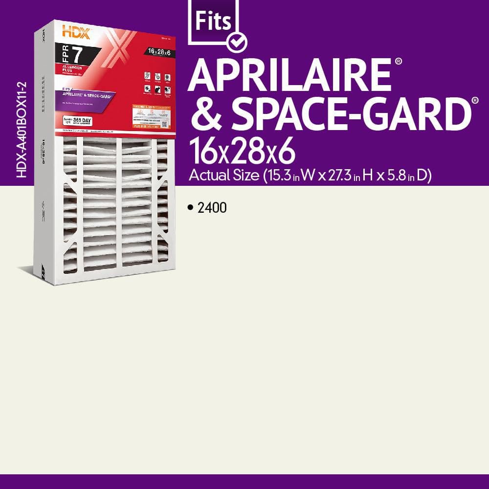 16 in. x 28 in. x 6 in. AprilAire and Space-Gard Replacement Pleated Air Filter (With Frame) FPR 7, MERV 11 - Hercitys