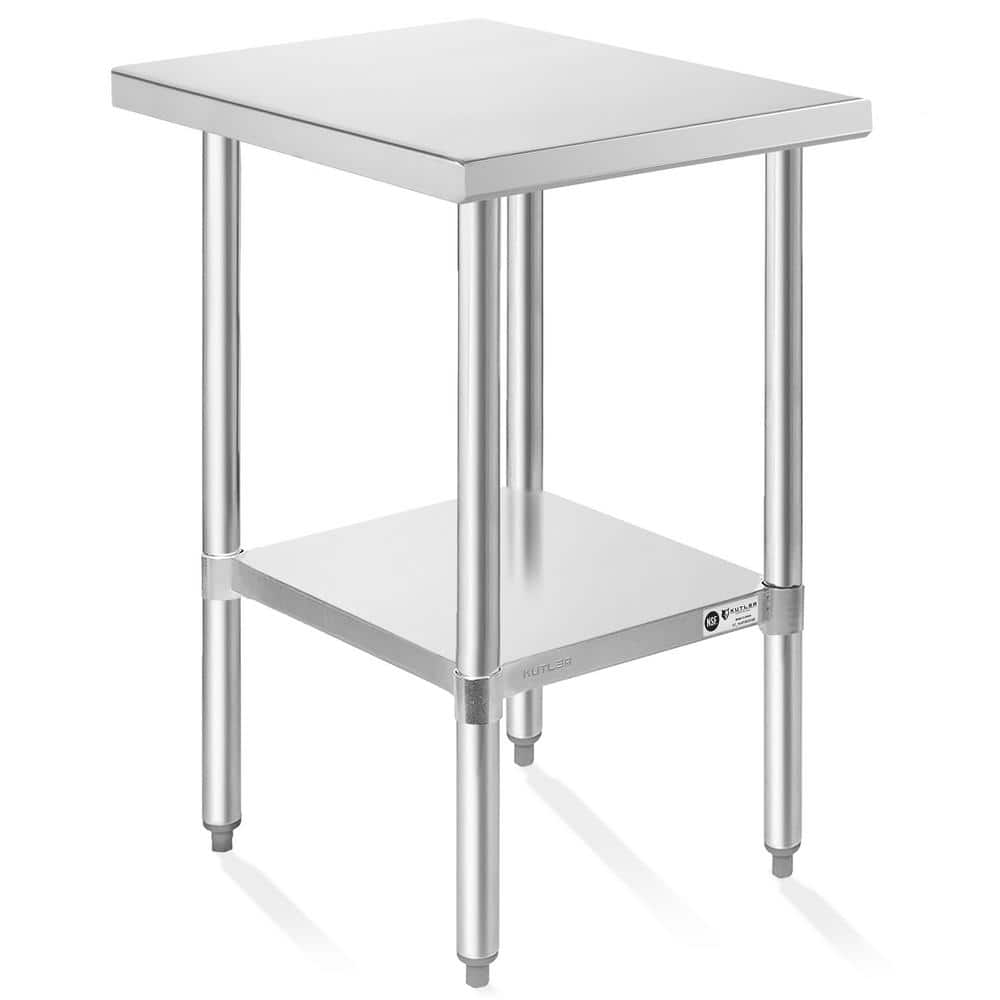 30 in. x 18 in. Stainless Steel Kitchen Prep Table with Bottom Shelf - Hercitys