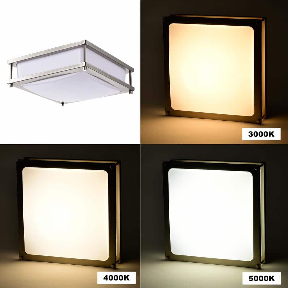 15.75 in. Brushed Nickel Dimmable 23-Watt Selectable LED Flush Mount Ceiling Light 3000K 4000K 5000K - Hercitys