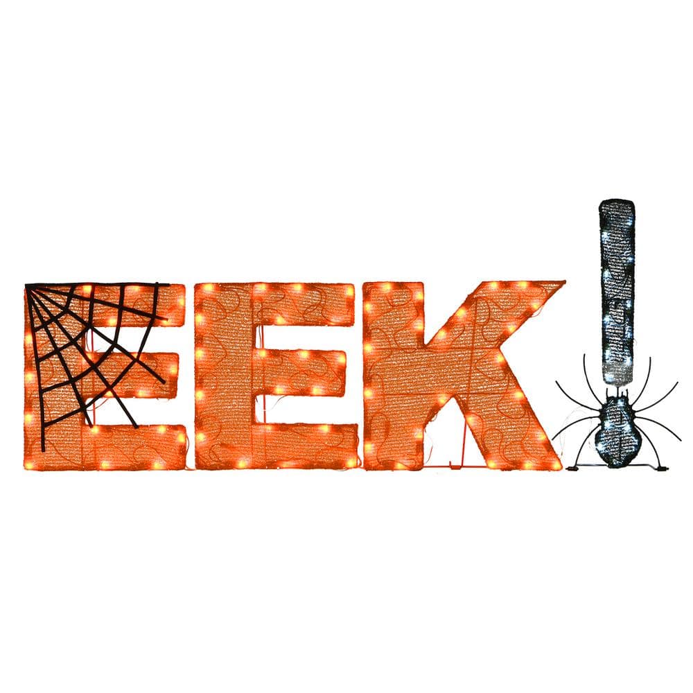 50 in. Pre-Lit Halloween EEK. Decoration with 80 LED Lights - Hercitys