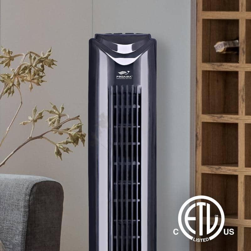 32 in. Oscillating Tower Fan in Black with 3 Speed Control and Remote - Hercitys