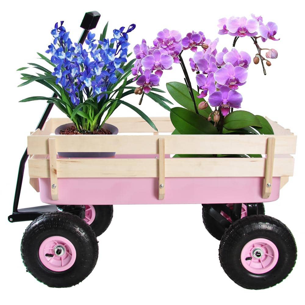 2.8 cu.ft. Steel Wagon Children Kid Garden Cart in Pink - Hercitys