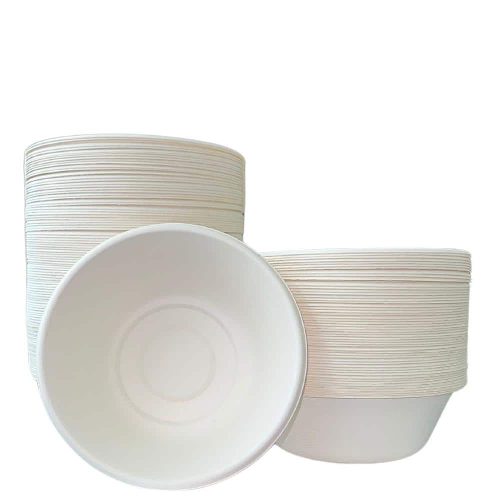 100% Compostable 18 oz. Unbleached Disposable Paper Bowls 150-Pack - Hercitys