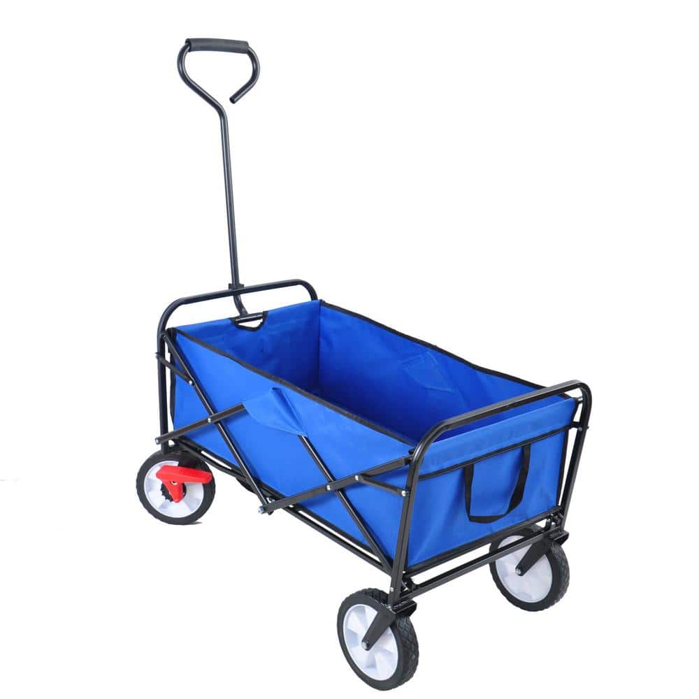 3 cu. ft. Steel and Fabric Folding Garden Cart in Blue - Hercitys