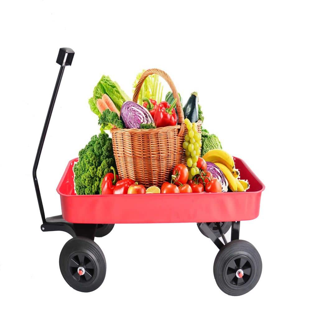 1.2 cu. ft. Steel Garden Cart Cargo Wagon in Red - Hercitys