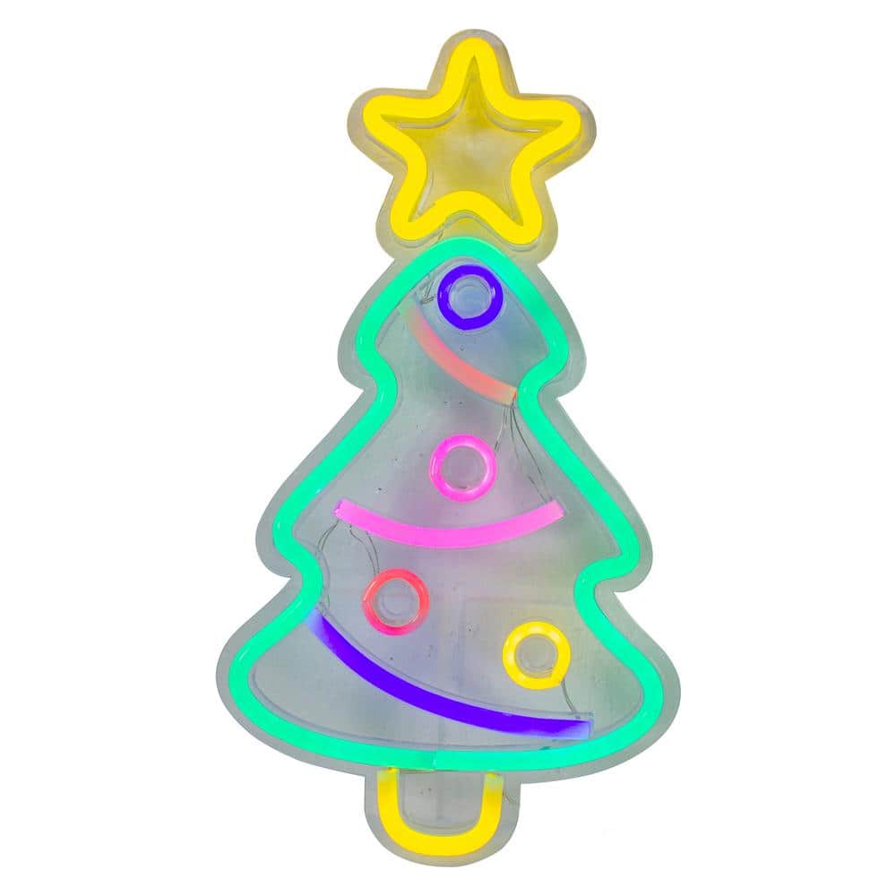 15 in. LED Lighted Neon Christmas Tree Wall Sign - Hercitys