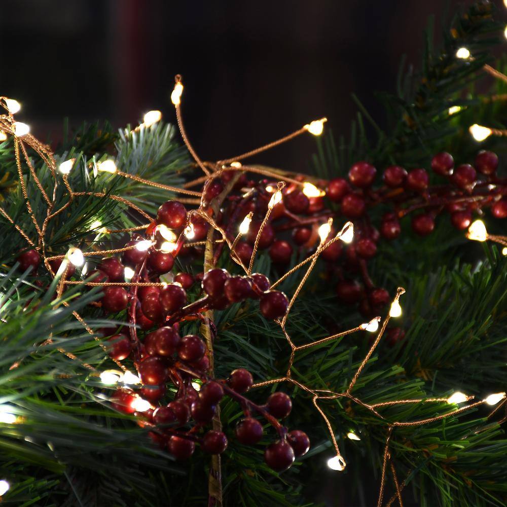 100-Light Bulb LED Warm White Light Bulb with Copper Wire, Battery Operated Firecracker Fairy String Lights (Set of 2) - Hercitys