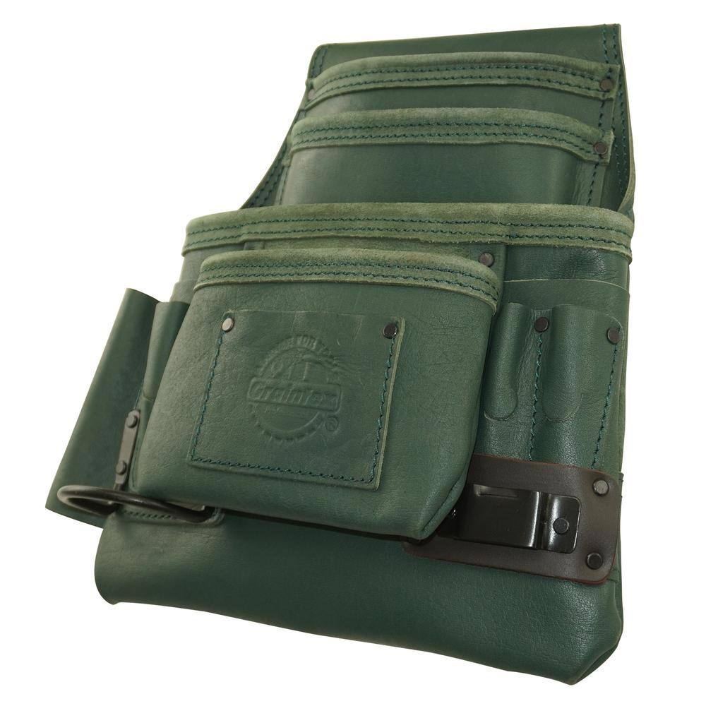 10-Pocket Leather Top Grain Nail and Tool Pouch - Hercitys