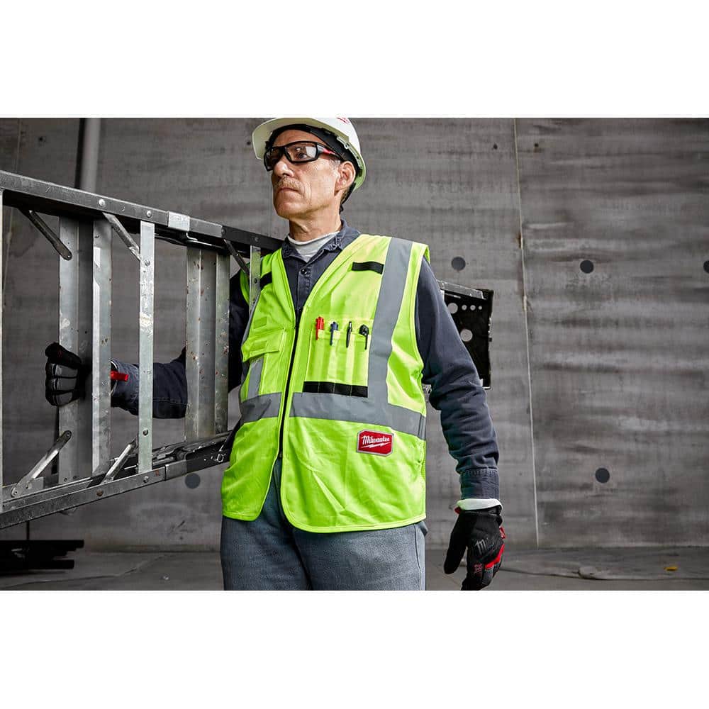 2X-Large/3X-Large Yellow Class 2-High Visibility Safety Vest with 10 Pockets (2-Pack) - Hercitys