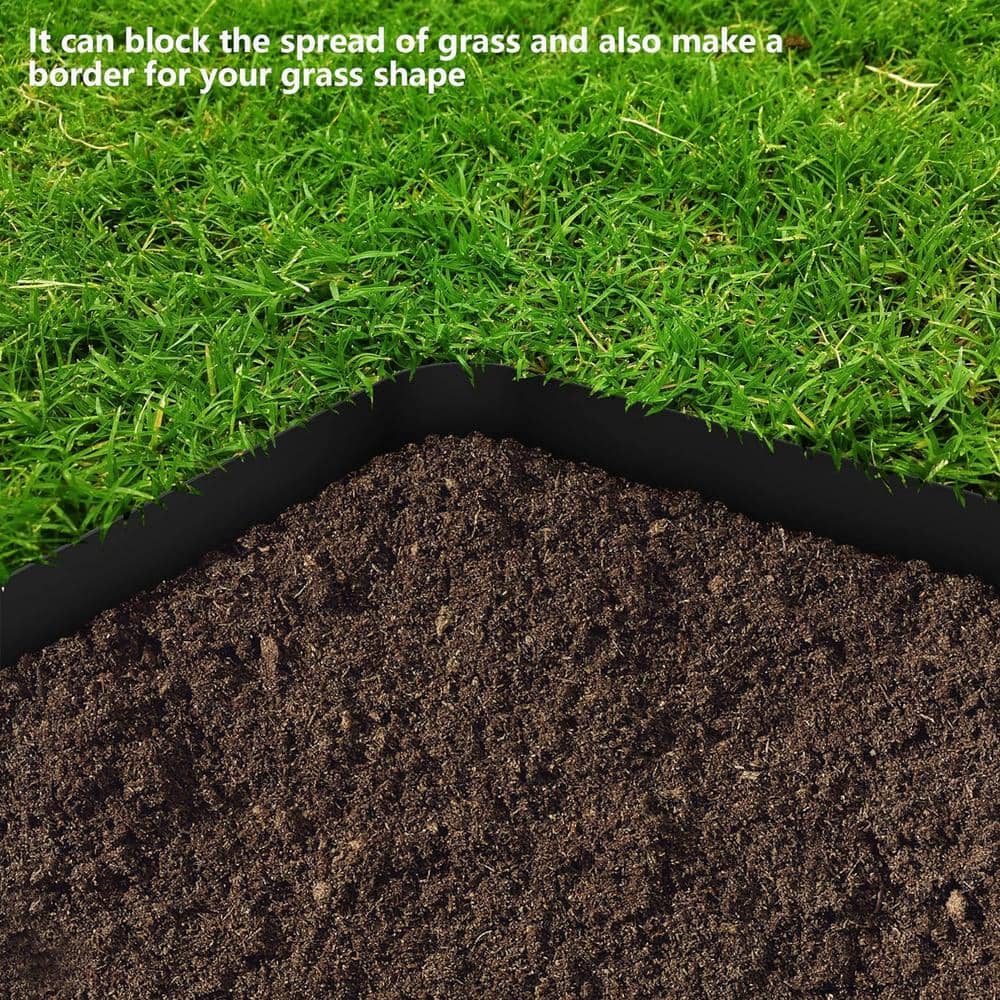 10 in. W x 150 ft. L Black Recycled Flexible HDPE Coiled Terrace Board Landscape Edging Against Invading Weeds - Hercitys