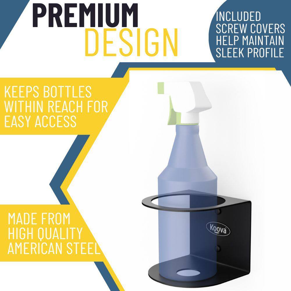 4.1 in. x 4.2 in. x 3.7 in. Black Steel Garage Wall Shelf Single Spray Bottle Holder - Hercitys